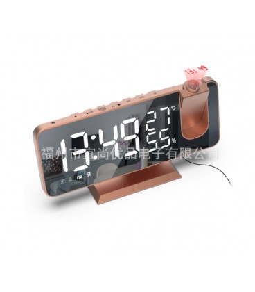 Электронные часы EN-8827 зеркальный LED-дисплей, с датчиком температуры и влажности, будильник, FM-радио, питание от кабеля USB,