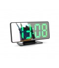 Электронные часы VST-888 Зеркальный дисплей, с датчиком температуры, будильник, питание от кабеля USB, Green