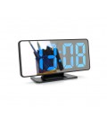 Электронные часы VST-888 Зеркальный дисплей, с датчиком температуры, будильник, питание от кабеля USB, Blue