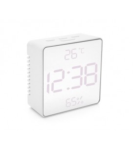 Электронные часы VST-887Y Зеркальный дисплей, с датчиком температуры и влажности, будильник, питание от кабеля USB, White