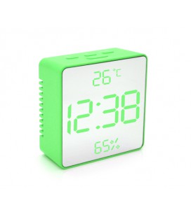 Электронные часы VST-887Y Зеркальный дисплей, с датчиком температуры и влажности, будильник, питание от кабеля USB, Green