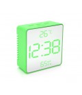 Электронные часы VST-887Y Зеркальный дисплей, с датчиком температуры и влажности, будильник, питание от кабеля USB, Green