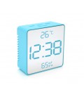 Электронные часы VST-887Y Зеркальный дисплей, с датчиком температуры и влажности, будильник, питание от кабеля USB, Blue