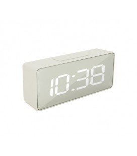 Электронные часы VST-886Y Зеркальный дисплей, будильник, питание от кабеля USB, White