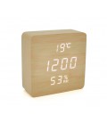 Электронные часы VST-872S Wooden (Yellow), с датчиком температуры и влажности, будильник, питание от кабеля USB, White Light