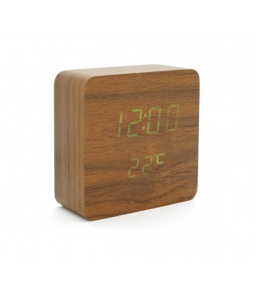 Электронные часы VST-872S Wooden (Brown), с датчиком температуры и влажности, будильник, питание от кабеля USB, Green Light