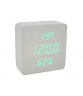 Электронные часы VST-872S Wooden (White), с датчиком температуры и влажности, будильник, питание от кабеля USB, Green Light