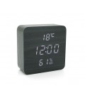 Электронные часы VST-872S Wooden (Black), с датчиком температуры и влажности, будильник, питание от кабеля USB, White Light