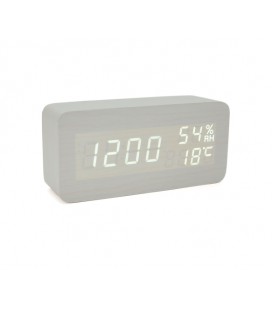 Электронные часы VST-862S Wooden (White), с датчиком температуры и влажности, будильник, питание от кабеля USB, White Light