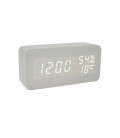 Электронные часы VST-862S Wooden (White), с датчиком температуры и влажности, будильник, питание от кабеля USB, White Light