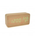 Электронные часы VST-862S Wooden (Green), с датчиком температуры и влажности, будильник, питание от кабеля USB, Green Light