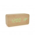 Электронные часы VST-862 Wooden (Yellow), с датчиком температуры, будильник, питание от кабеля USB, Green Light
