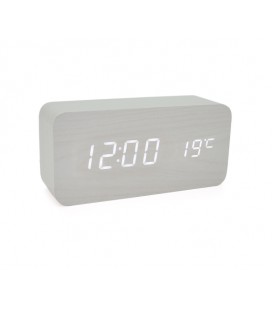 Электронные часы VST-862 Wooden (White), с датчиком температуры, будильник, питание от кабеля USB, White Light