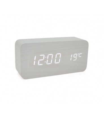 Электронные часы VST-862 Wooden (White), с датчиком температуры, будильник, питание от кабеля USB, White Light