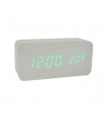 Электронные часы VST-862 Wooden (White), с датчиком температуры, будильник, питание от кабеля USB, Green Light