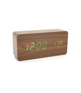 Электронные часы VST-862 Wooden (Brown), с датчиком температуры, будильник, питание от кабеля USB, Green Light