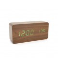 Электронные часы VST-862 Wooden (Brown), с датчиком температуры, будильник, питание от кабеля USB, Green Light