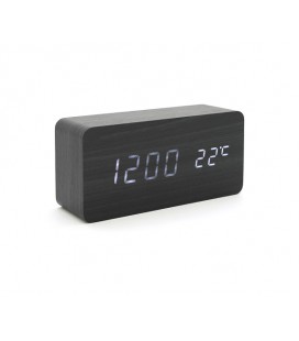 Электронные часы VST-862 Wooden (Black), с датчиком температуры, будильник, питание от кабеля USB, White Light