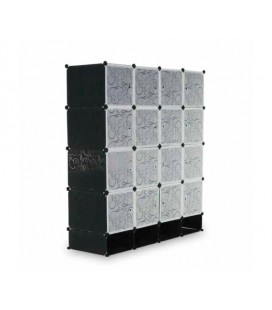 Шкаф для вещей и обуви пластиковый MP416-102A, 146х37х164см, Black, Box