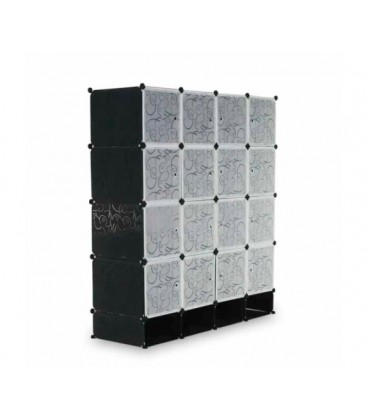 Шкаф для вещей и обуви пластиковый MP416-102A, 146х37х164см, Black, Box