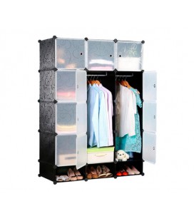 Шкаф для вещей и обуви пластиковый MP312-62A, 110х37х165см, Black, Box