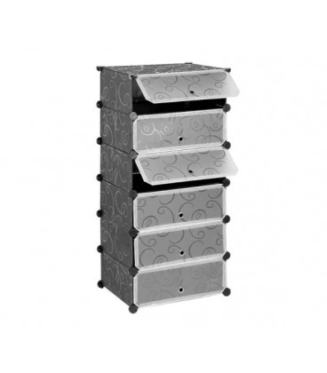 Шкаф для обуви пластиковый MPA1-6, 110х37х49см, Black, Box