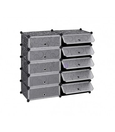 Шкаф для обуви пластиковый MPA2-5, 39х37х76см, Black, Box