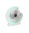 Портативный настольный вентилятор YT-1713, R-160mm, 3 режима скорости+5 режимов подсветки, встроенный аккум, Mix Color, Box