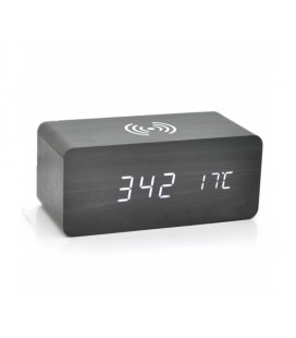 Электронные беспроводные прямоугольные часы с будильником, черные