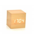 Электронные квадратные часы с будильником, деревянные, бежевые