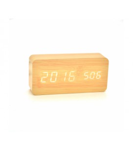 Электронные прямоугольные часы с будильником, бежевые