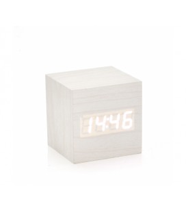 Электронные квадратные часы с будильником, деревянные, белые