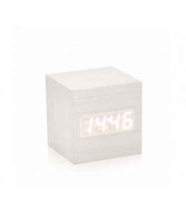 Электронные квадратные часы с будильником, деревянные, белые