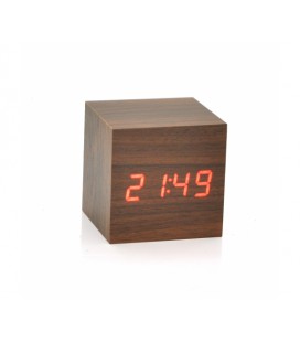 Электронные квадратные часы с будильником, коричневые