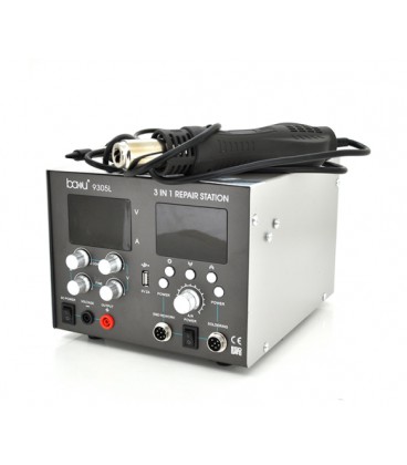 Паяльная станция BAKKU BA-9305L цифровая индикация, фен, паяльник, БП DC 0-30В, 5A (335*300*235) 4,91 кг