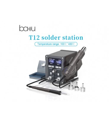 Паяльная станция BAKU BA-898D+, 2в1, цифровая индикация, паяльник/паяльний фен с блоком регулировки, Box