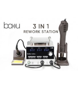 Паяльная станция BAKU BA-909D+, 2в1, цифровая индикация, паяльник/паяльний фен с блоком регулировки, Box