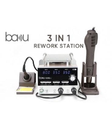Паяльная станция BAKU BA-909D+, 2в1, цифровая индикация, паяльник/паяльний фен с блоком регулировки, Box