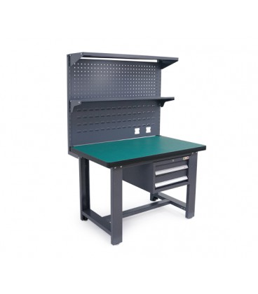 Антистатический слесарный стол 120*75*180cm, 2 навесных ящика, 2 полки