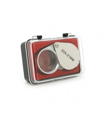 Лупа ручная 1152 20X-21mm, складная (брелок), металл-стекло, пластиковая коробка. 60*24*18mm.