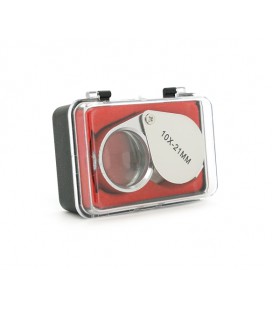 Лупа ручная 1152 10X-21mm, складная (брелок), металл-стекло, пластиковая коробка. 60*24*18mm.