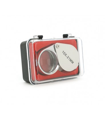 Лупа ручная 1152 10X-21mm, складная (брелок), металл-стекло, пластиковая коробка. 60*24*18mm.