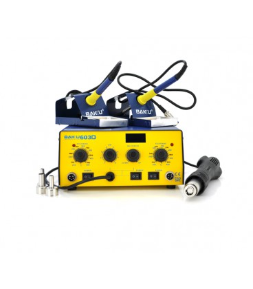 Паяльная станция BAKKU BK-603D цифровая индикация, фен, два паяльника (345*270*150) 4.48 кг