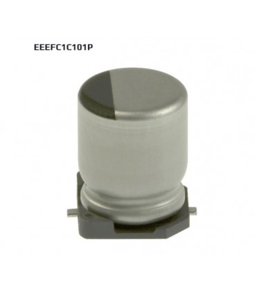 Конденсатор 16V 100UF low ESR, SMD, Импеданс: 0,4Ом D8x6,2мм