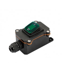 Переключатель наружного монтажа, зеленая кнопка с подсветкой, IP65, 12-24V, Black
