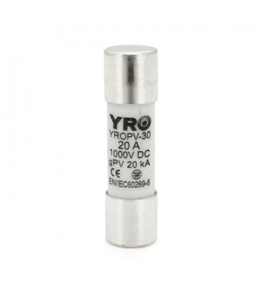 Плавкий запобіжник YROPV-30, 20A, 1000Vdc, 10×38mm, постійна напруга, 10 штук в упаковці, ціна за 1 штуку
