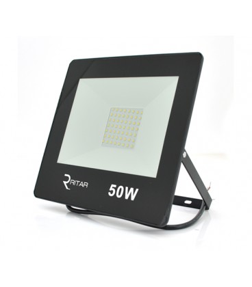 Прожектор SLIM LED RITAR RT-FLOOD50A, 50W, 56xSMD2835, IP65, 4000Lm, 6500K (100%), PF&gt,0.9 Ra&gt,70, 215*240*30mm, Q20