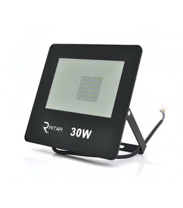 Прожектор SLIM LED RITAR RT-FLOOD30A, 30W, SMD2835, IP65, 2400Lm, 6500K (100%), Ra&gt,70, 141*106*28mm, Black