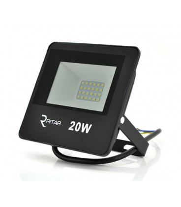 Прожектор SLIM LED RITAR RT-FLOOD20A, 20W, SMD2835, IP65, 1600Lm, 6500K (100%), Ra&gt,70, 113*86.5*28mm, Black