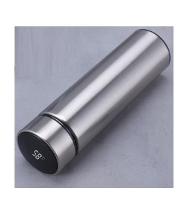 Термос для чая Merlion SUS-304E-S из нержавеющей стали, цифровой термометр, 230*65мм, объем 500 мл., 400гр. серебро